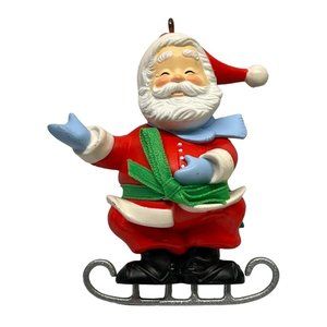 Parachuting Santa Claus Christmas Tree Ornament Hallmark Soft Landing 1988